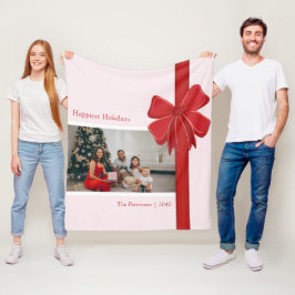 Cobertor De Velo Modern Red Ribbon Bow Wrap Photo Christmas