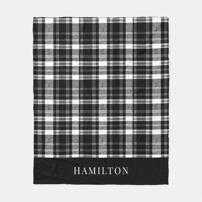 Cobertor De Velo  Modern Rustic Personalized Black and White Plaid (Frente)