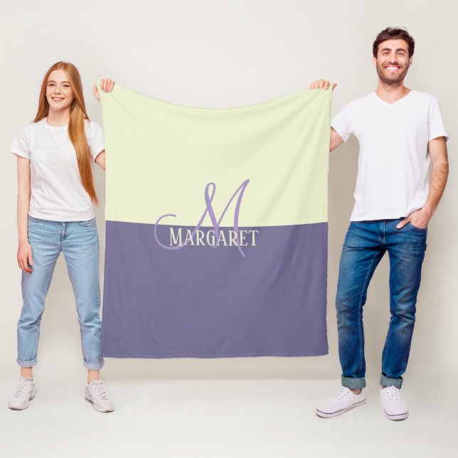 Cobertor De Velo Modern stylish purple white personalized name  (In Situ)