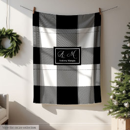 Cobertor De Velo Modern Trendy Plaid in Black & White for Him Custo