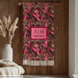 Cobertor De Velo Modern watercolor leopard skin magenta throw