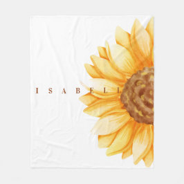 Cobertor De Velo Modern Watercolor Nome Personalizado do Girassol