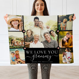 Cobertor De Velo Modern We Love You Grammy Family Photo Collage