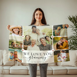Cobertor De Velo Modern We Love You Grammy Family Photo Collage