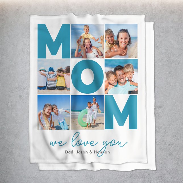 Cobertor De Velo Moderna Mãe Personalizou 6 Colagem de Fotos (Modern Mom Personlized 6 Photo Collage Fleece Blanket
)