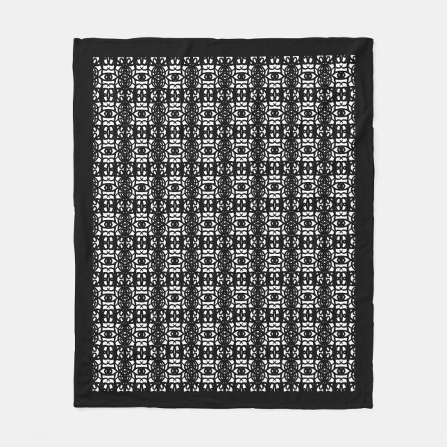 Cobertor De Velo Moderno abstrato preto e branco (Frente)