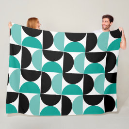 Cobertor De Velo Moderno de Meados do Século Preto branco e menta  