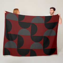 Cobertor De Velo Moderno de Meados do Século Vermelho Preto e Cinza
