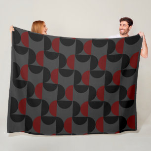 Cobertor De Velo Moderno de Meados do Século Vermelho Preto e Cinza