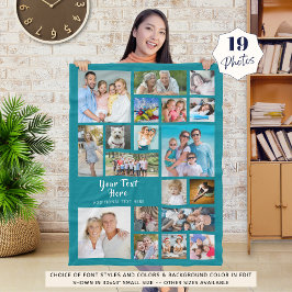 Cobertor De Velo Moderno Personalizado 19 Teal de Colagem de Fotos