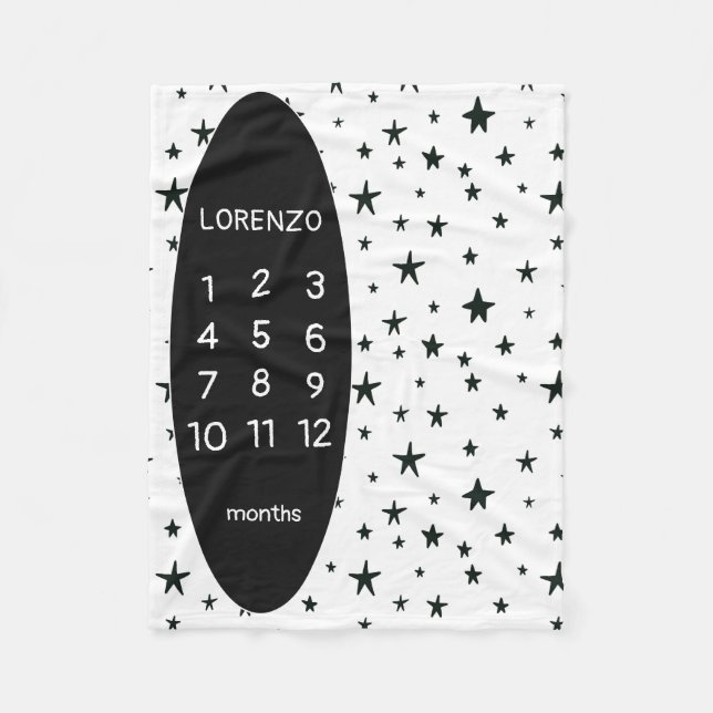 Cobertor De Velo Moderno Stars Baby Milestone Blanket (Frente)