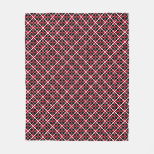 Cobertor De Velo Moderno xadrez preto vermelho branco elegante