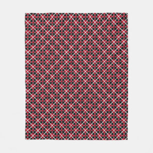 Cobertor De Velo Moderno xadrez preto vermelho prata elegante