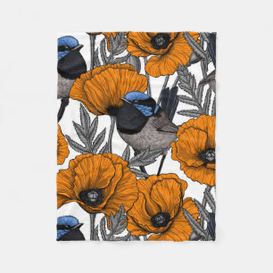 Cobertor De Velo Moinhos de fada e flores de papoila laranja 2