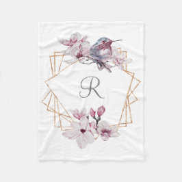 Cobertor De Velo Moldura Dourada de Magnólias Brancas Rosa Monogram