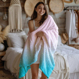 Cobertor De Velo Mole rosa e turquesa