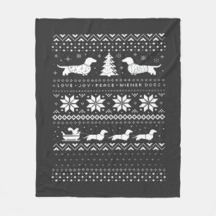 Cobertor De Velo Moletom de Natal para Dachshunds Modelo Camiseta C