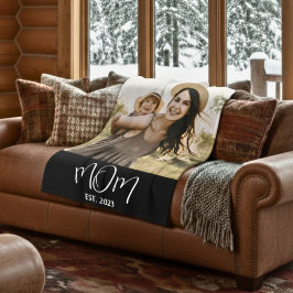 Cobertor De Velo Mom Established Black Modern Script Photo