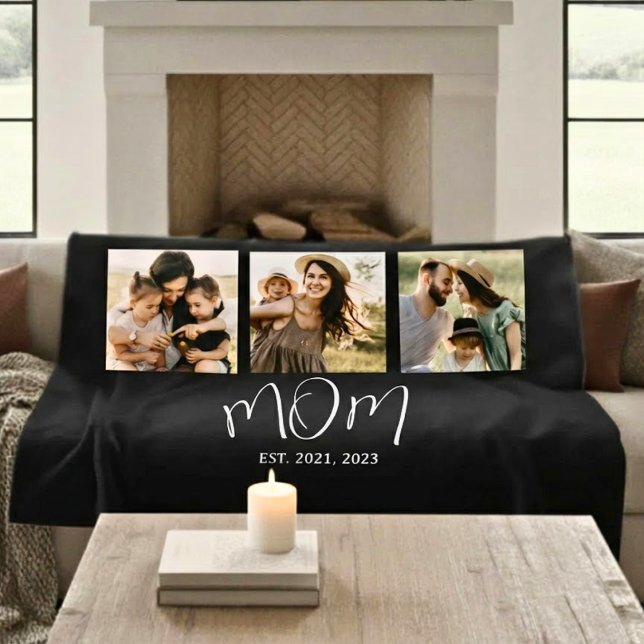 Cobertor De Velo Mom Established Elegant Script Black 3 Photo (Criador carregado)