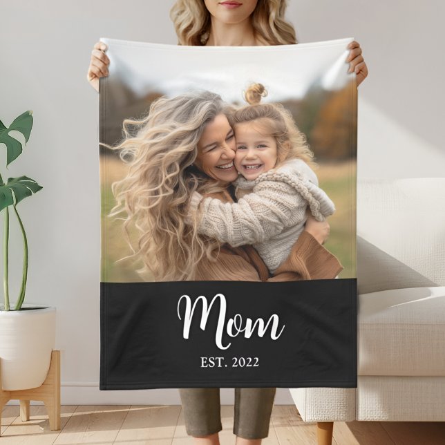 Cobertor De Velo Mom Established Modern Typography Photo Black (Criador carregado)