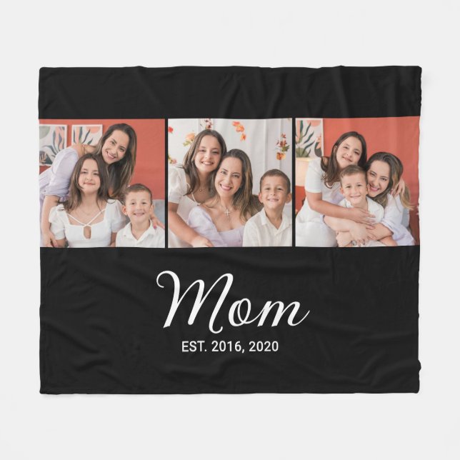 Cobertor De Velo Mom Established Script Black 3 Photo (Frente (Horizontal))