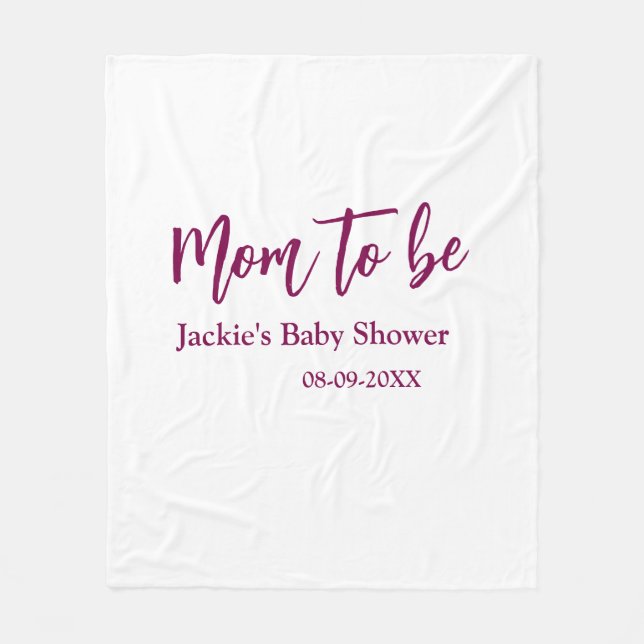 Cobertor De Velo Mom to be baby shower name date pink simple minima (Frente)