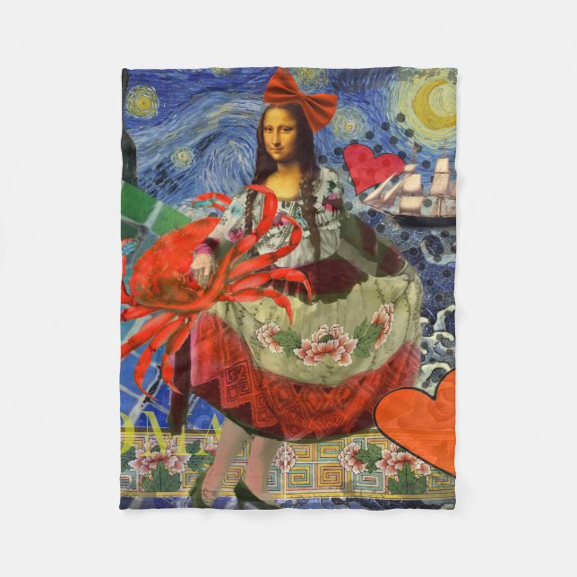 Cobertor De Velo Mona Lisa Diversão Zodíaco Caprichoso  (Frente)