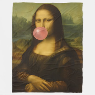 Cobertor De Velo Mona Lisa Piscando Goma-Bolha Rosa