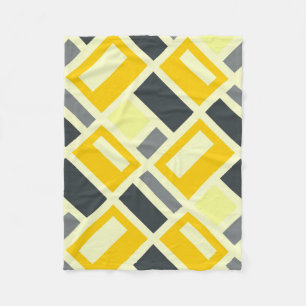COBERTOR DE VELO MONDRIAN INSPIRED - AMARELO E CINZA