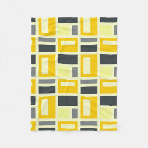 COBERTOR DE VELO MONDRIAN INSPIRED - AMARELO E CINZA