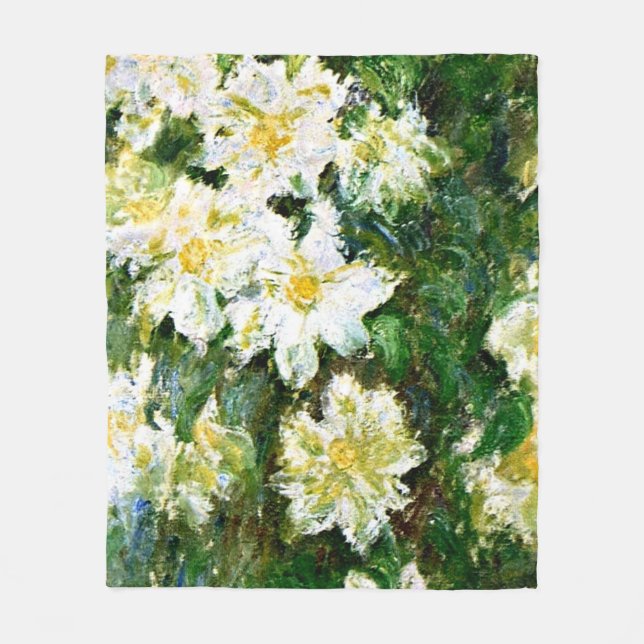 Cobertor De Velo Monet - White Clematis, famosa pintura floral (Frente)