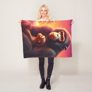 Cobertor De Velo Monkey Fleece Blanket, 30"x40"