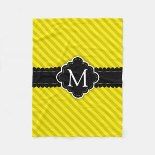 Cobertor De Velo Monograma amarelo do costume do preto do teste