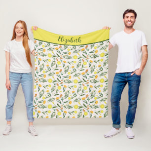 Cobertor De Velo Monograma Amarelo Laranja Verde Floral Boho Modern