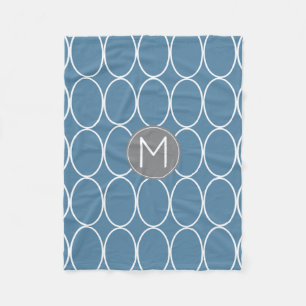 Cobertor De Velo Monograma azul e cinzento do design gráfico