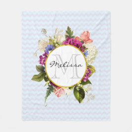 Cobertor De Velo Monograma bonito de Flores de Aquarela Rosa