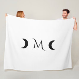 Cobertor De Velo Monograma branco e preto das luas do Crescente Mod