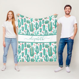Cobertor De Velo Monograma branco verde de cacto branco primo