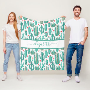 Cobertor De Velo Monograma branco verde de cacto branco primo