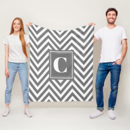 Cobertor De Velo Monograma Cinza Chevron Fleece Blanket