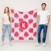 Monograma com padrão floral de morangos vermelhos 