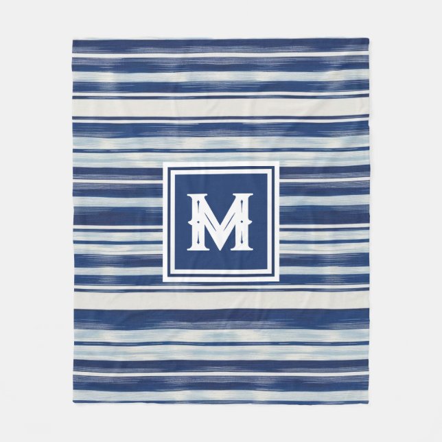 Cobertor De Velo Monograma com risca azul e branca (Frente)