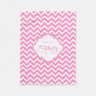 Cobertor De Velo Monograma, Cor-De-Rosa E Zigzag Branco