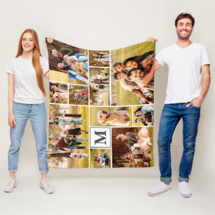 Cobertor De Velo Monograma de Colagem de Fotografias Simples e Únic