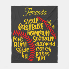 Cobertor De Velo Monograma de Diversão de Sayings de Softball