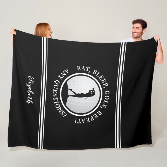 Cobertor De Velo Monograma de Golfe Moderno Nome Golf Black (In Situ)