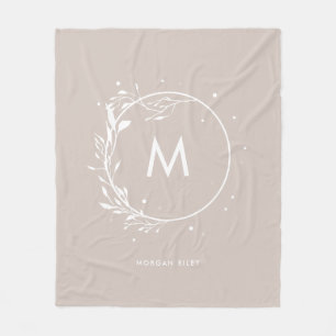 Cobertor De Velo Monograma de Grinalda Floral Cinza Minimalista