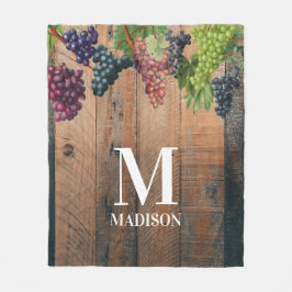 Cobertor De Velo Monograma de Madeira e Uvas de Vinha Rústica