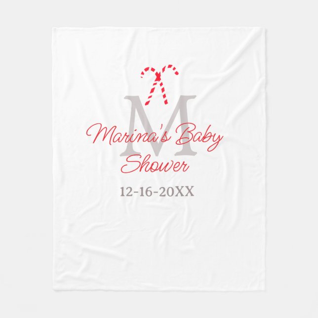 Cobertor De Velo Monograma de Natal de chá de fraldas doce de cana (Frente)