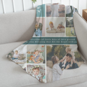 Cobertor De Velo Monograma de Nome da Família   15 Colagem de Foto